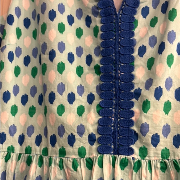 Vineyard Vines Blue and Green Geometric Print V-Neck Knee-Length Sundress - Picture 2 of 6